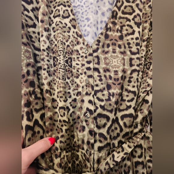 Jonny Cota Skingraft Making the Cut Green Leopard Animal Print Satin Jumpsuit XL - Picture 8 of 10